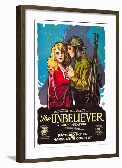 THE UNBELIEVER, l-r: Marguerite Courtot, Raymond McKee on poster art, 1918-null-Framed Art Print
