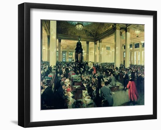 The Underwriting Room at Lloyds (Oil on Canvas)-Terence Cuneo-Framed Giclee Print