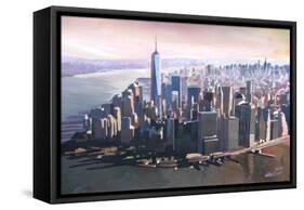 The unforgettable Skyline of New York Manhattan-Markus Bleichner-Framed Stretched Canvas