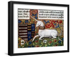 The Unicorn, Detail, Manuscript, 1450, France-null-Framed Giclee Print