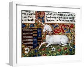 The Unicorn, Detail, Manuscript, 1450, France-null-Framed Giclee Print