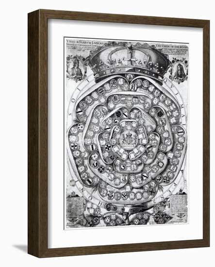 The Union of the Roses of the Families of Lancaster and York, 1589-Jodocus Hondius-Framed Giclee Print