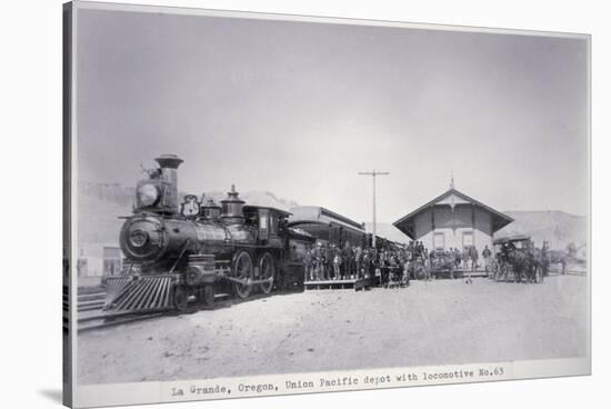 The Union Pacific Railroad Depot at La Grande, Oregon, c.1870-null-Stretched Canvas