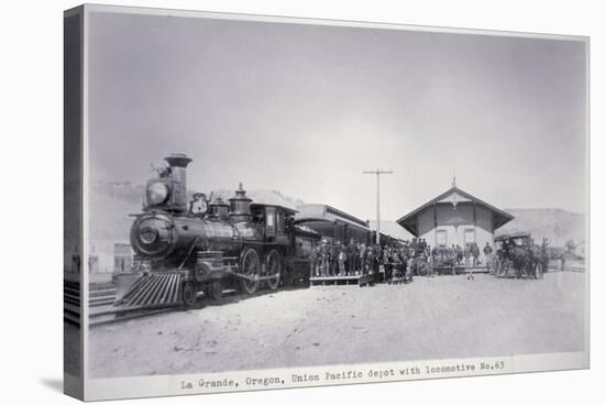 The Union Pacific Railroad Depot at La Grande, Oregon, c.1870-null-Stretched Canvas