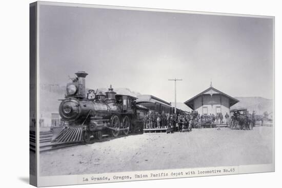 The Union Pacific Railroad Depot at La Grande, Oregon, c.1870-null-Stretched Canvas