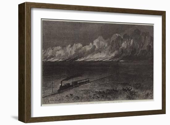 The Union Pacific Railroad of America, a Prairie on Fire in Nebraska-null-Framed Giclee Print