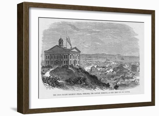 The Union Pacific Railroad--Omaha, Nebraska, the Eastern Terminus, as Seen from the Old Capitol.-null-Framed Giclee Print