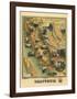 The Unique Map of California, c.1885-E^ M^ Johnstone-Framed Art Print