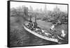 The United States Battleship 'Texas' Setting Out from New York Harbour, C.1917-null-Framed Stretched Canvas