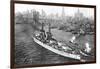 The United States Battleship 'Texas' Setting Out from New York Harbour, C.1917-null-Framed Giclee Print