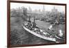 The United States Battleship 'Texas' Setting Out from New York Harbour, C.1917-null-Framed Giclee Print