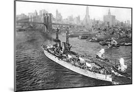 The United States Battleship 'Texas' Setting Out from New York Harbour, C.1917-null-Mounted Giclee Print