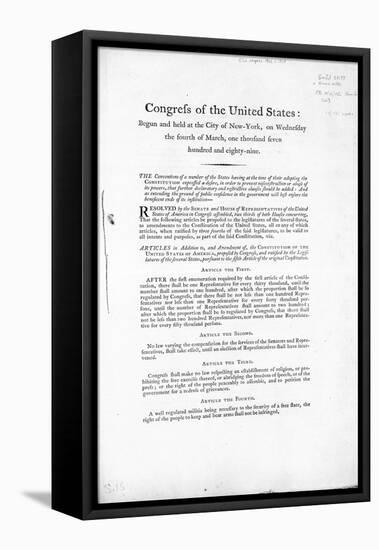 The United States Bill of Rights, Completed 1789-null-Framed Stretched Canvas