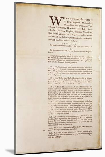 The United States Constitution, 1787-American School-Mounted Giclee Print