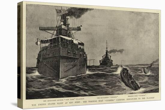 The United States Fleet at Key West, the Torpedo Boat Cushing Carrying Despatches to the Flagship-null-Stretched Canvas