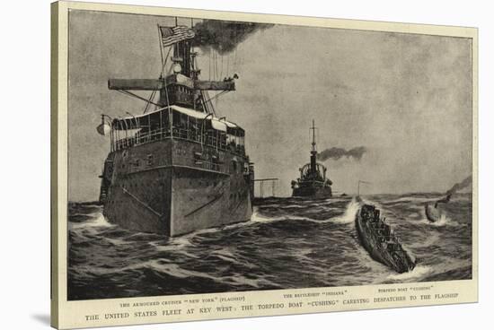 The United States Fleet at Key West, the Torpedo Boat Cushing Carrying Despatches to the Flagship-null-Stretched Canvas