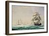 The United States Frigate 'President' Engaging the British Squadron in 1815, 1850 (Oil on Canvas)-Fitz Henry Lane-Framed Giclee Print