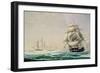 The United States Frigate 'President' Engaging the British Squadron in 1815, 1850 (Oil on Canvas)-Fitz Henry Lane-Framed Giclee Print