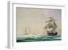 The United States Frigate 'President' Engaging the British Squadron in 1815, 1850 (Oil on Canvas)-Fitz Henry Lane-Framed Giclee Print