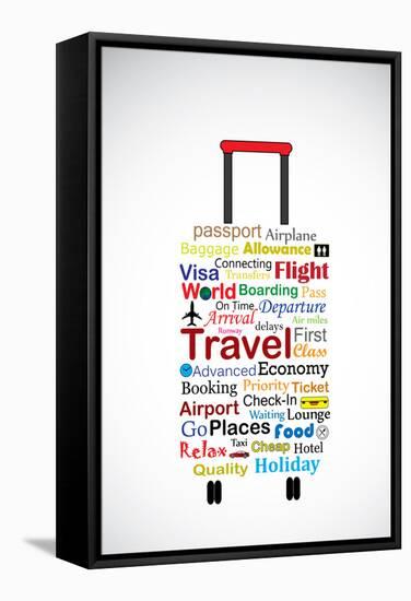 The Universal Travel Bag Concept Illustration Using The Most Used Travel Terminologies In The Shape-Harisha-Framed Stretched Canvas