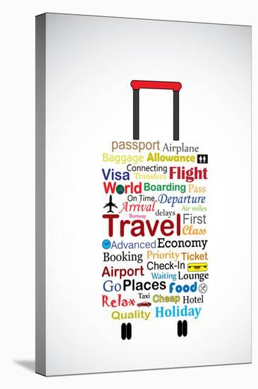 The Universal Travel Bag Concept Illustration Using The Most Used Travel Terminologies In The Shape-Harisha-Stretched Canvas