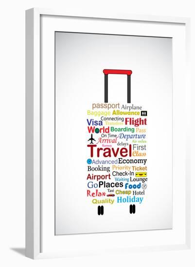 The Universal Travel Bag Concept Illustration Using The Most Used Travel Terminologies In The Shape-Harisha-Framed Art Print