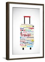 The Universal Travel Bag Concept Illustration Using The Most Used Travel Terminologies In The Shape-Harisha-Framed Art Print