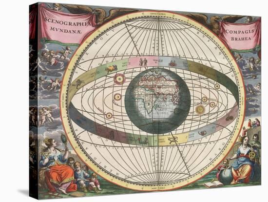 The Universe of Brahe, Harmonia Macrocosmica, 1660-Science Source-Stretched Canvas