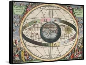 The Universe of Ptolemy, Harmonia Macrocosmica, 1660-Science Source-Framed Stretched Canvas