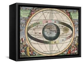 The Universe of Ptolemy, Harmonia Macrocosmica, 1660-Science Source-Framed Stretched Canvas