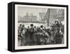 The University Boat Race the Struggle at Hammersmith Bridge. Cambridge Leading, London, 1876, Uk-null-Framed Stretched Canvas
