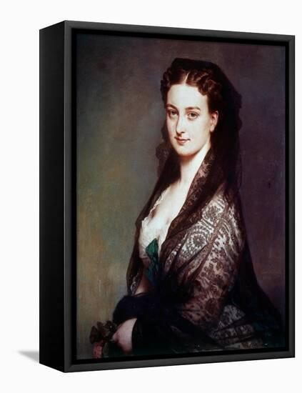 The Unknown Has the Mantilla Painting by Franz Xavier Winterhalter (1806-1873). 1869. Dim. 0.80 X 0-Franz Xaver Winterhalter-Framed Stretched Canvas