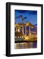 The Unloaing of a Cargo Vessel Using Huge Overhead Cranes and Carts, Transporting the Containers To-Corepics-Framed Photographic Print