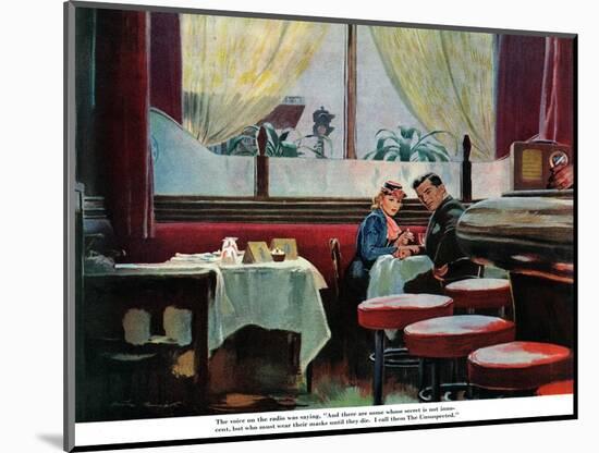 The Unsuspected  - Saturday Evening Post "Leading Ladies", August 11, 1945 pg.11-Austin Briggs-Mounted Giclee Print