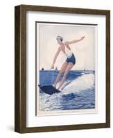 The Unusual Sport of Aquaplaning, a Variation on Water Skiing-Henry Fournier-Framed Photographic Print