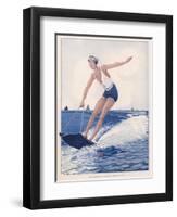 The Unusual Sport of Aquaplaning, a Variation on Water Skiing-Henry Fournier-Framed Photographic Print