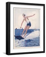 The Unusual Sport of Aquaplaning, a Variation on Water Skiing-Henry Fournier-Framed Photographic Print