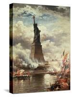 The Unveiling of the Statue of Liberty, Enlightening the World, 1886-Edward Moran-Stretched Canvas