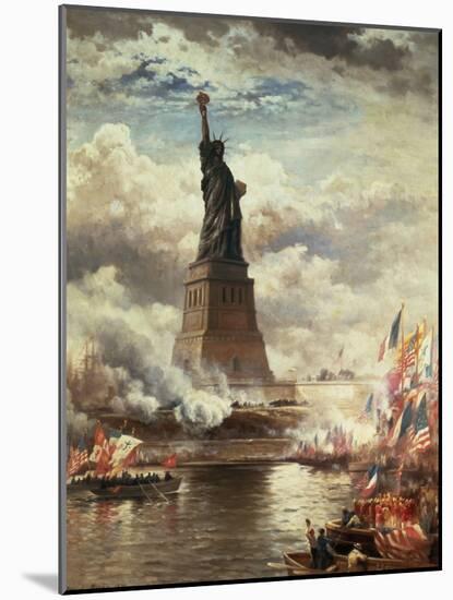 The Unveiling of the Statue of Liberty, Enlightening the World, 1886-Edward Moran-Mounted Giclee Print