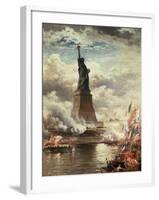 The Unveiling of the Statue of Liberty, Enlightening the World, 1886-Edward Moran-Framed Giclee Print