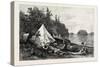 The Upper Lakes, Camp on Victoria Island, Canada, Nineteenth Century-null-Stretched Canvas
