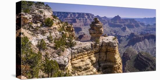 The USA, Arizona, Grand canyon National Park, South Rim, Ducking on A rock close Grandview Point-Udo Siebig-Stretched Canvas