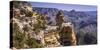 The USA, Arizona, Grand canyon National Park, South Rim, Ducking on A rock close Grandview Point-Udo Siebig-Stretched Canvas