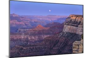 The USA, Arizona, Grand canyon National Park, South Rim, Powell Point, Evening mood, moonrise-Udo Siebig-Mounted Photographic Print