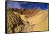 The USA, California, Death Valley National Park, Golden canyon with Red Cathedral-Udo Siebig-Framed Stretched Canvas