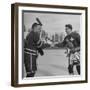 The Usa Team Giving the Swiss a Sweater and a Friendly Handshake before the Game-Mark Kauffman-Framed Premium Photographic Print