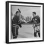 The Usa Team Giving the Swiss a Sweater and a Friendly Handshake before the Game-Mark Kauffman-Framed Premium Photographic Print