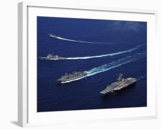 The USS Bunker Hill, the USNS Rainier, And the BAP Carvajal Break Away-Stocktrek Images-Framed Photographic Print