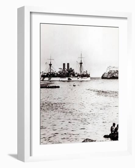 The Uss Maine Entering the Port of Havana, Cuba, 1898 (B/W Photo) (See 206526, 206527)-American Photographer-Framed Giclee Print