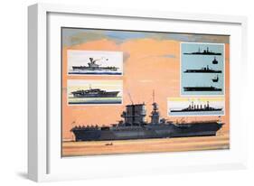 The Uss Saratoga, Converted from a Battle Cruiser to Become an Aircraft Carrier-John S. Smith-Framed Giclee Print